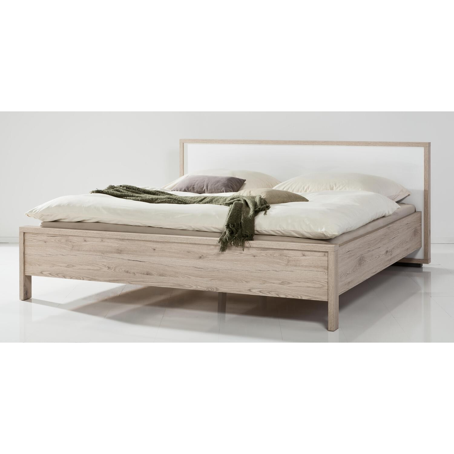 Letto matrimoniale elegante colore rovere e laccato bianco - Emporiokit.it