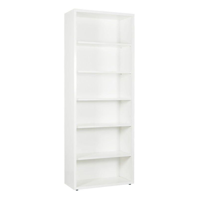 Libreria modulare in kit a sei vani alta color bianco laccato lucido