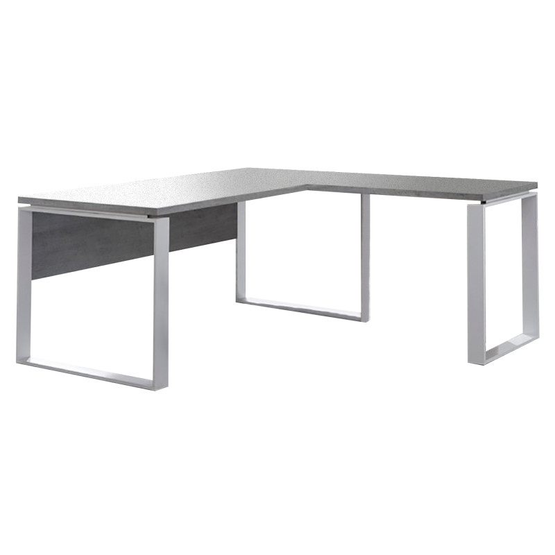 Scrivania corner desk con gambe in metallo e allunga in decorativo Finto Cemento Esclusa la Cassettiera SR4816 + SR4808 Allunga Reversibile